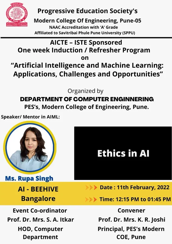 Academic Institutions & Virtual Sessions – Modern College Pune AI/ML programme, 2022
