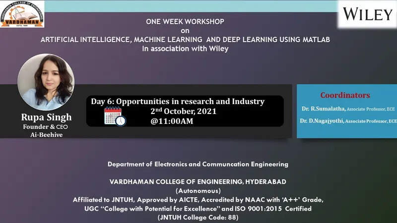 Academic Institutions & Virtual Sessions – Vardhaman College workshop, 2021